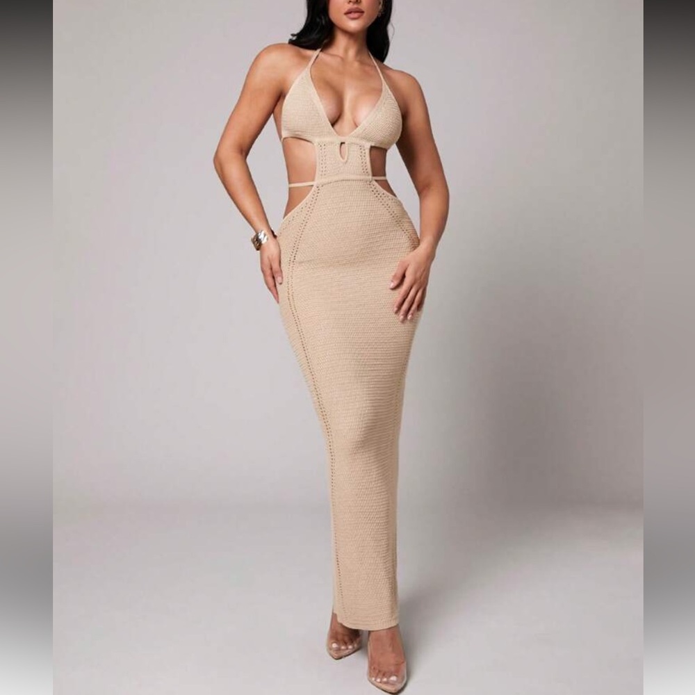 Elegant Tan Maxi Dress